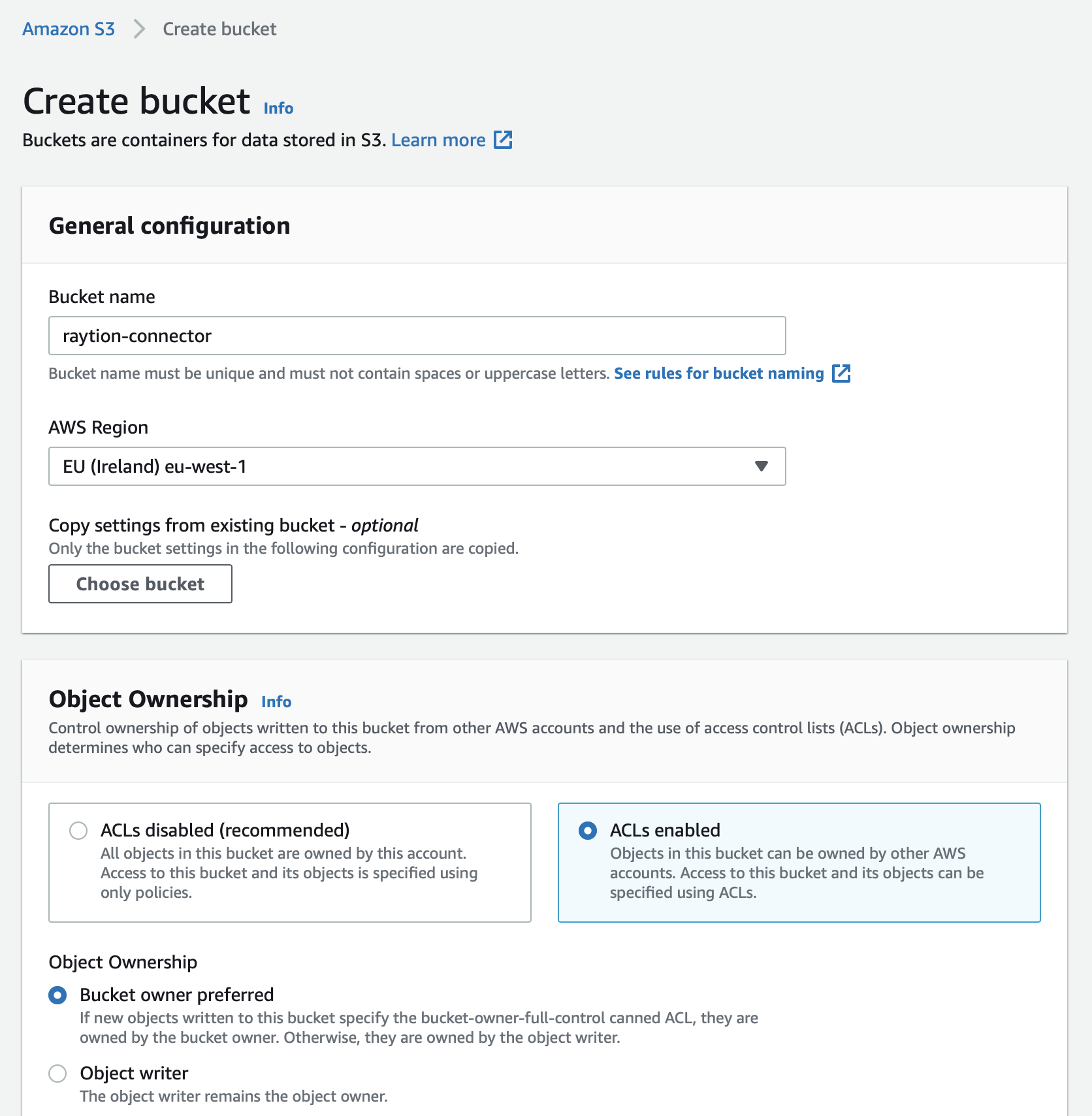 Create Bucket